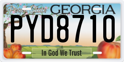 GA license plate PYD8710