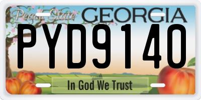 GA license plate PYD9140