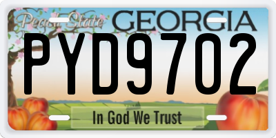 GA license plate PYD9702