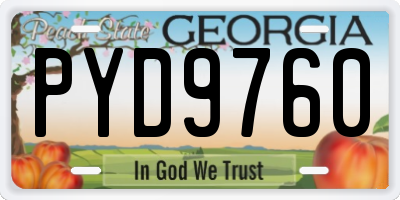 GA license plate PYD9760