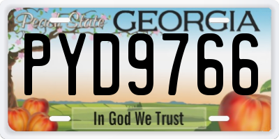 GA license plate PYD9766
