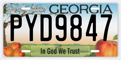 GA license plate PYD9847