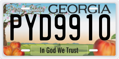 GA license plate PYD9910
