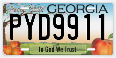 GA license plate PYD9911