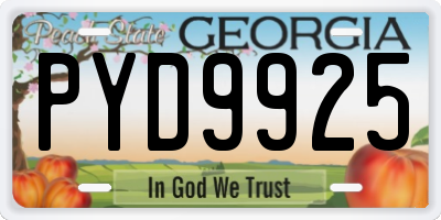 GA license plate PYD9925