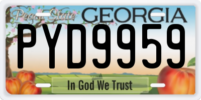 GA license plate PYD9959