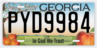 GA license plate PYD9984