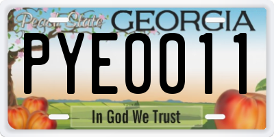 GA license plate PYE0011
