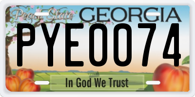 GA license plate PYE0074