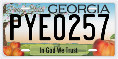 GA license plate PYE0257