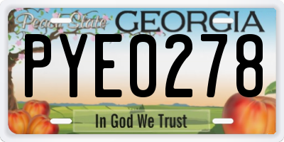 GA license plate PYE0278