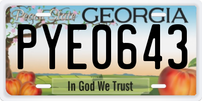 GA license plate PYE0643