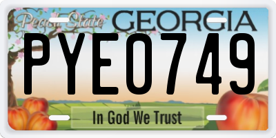 GA license plate PYE0749
