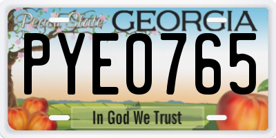 GA license plate PYE0765
