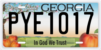 GA license plate PYE1017