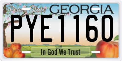 GA license plate PYE1160