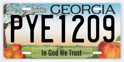 GA license plate PYE1209