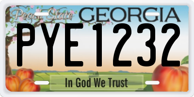 GA license plate PYE1232