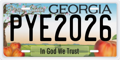 GA license plate PYE2026