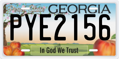 GA license plate PYE2156