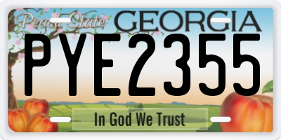 GA license plate PYE2355