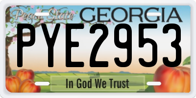 GA license plate PYE2953