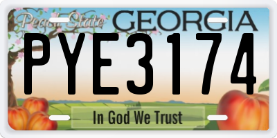 GA license plate PYE3174