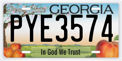 GA license plate PYE3574