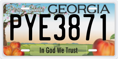 GA license plate PYE3871