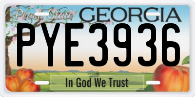 GA license plate PYE3936