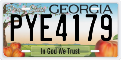 GA license plate PYE4179