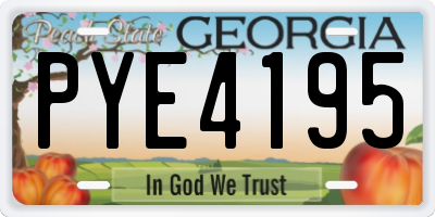 GA license plate PYE4195