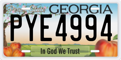 GA license plate PYE4994