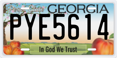 GA license plate PYE5614