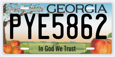 GA license plate PYE5862
