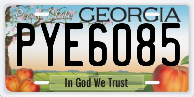 GA license plate PYE6085