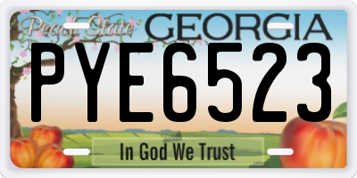 GA license plate PYE6523