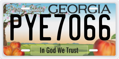 GA license plate PYE7066