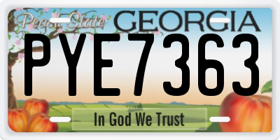 GA license plate PYE7363