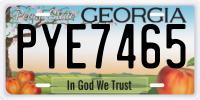 GA license plate PYE7465