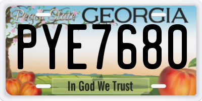 GA license plate PYE7680