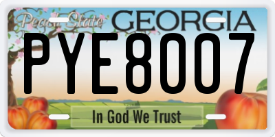 GA license plate PYE8007