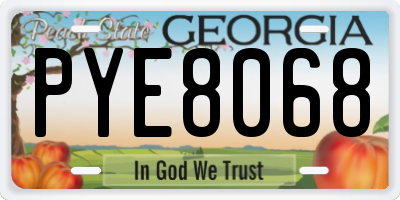 GA license plate PYE8068