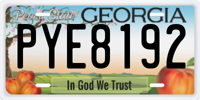 GA license plate PYE8192