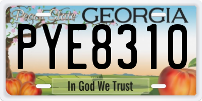 GA license plate PYE8310