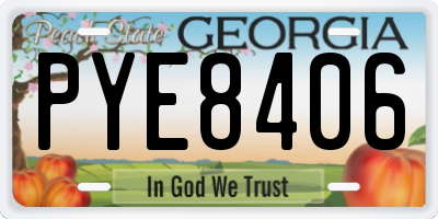 GA license plate PYE8406