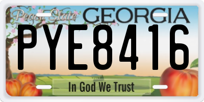 GA license plate PYE8416