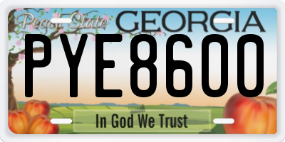 GA license plate PYE8600
