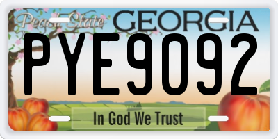 GA license plate PYE9092