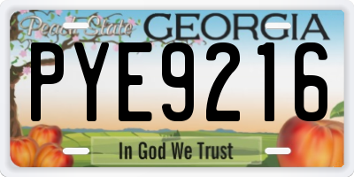 GA license plate PYE9216